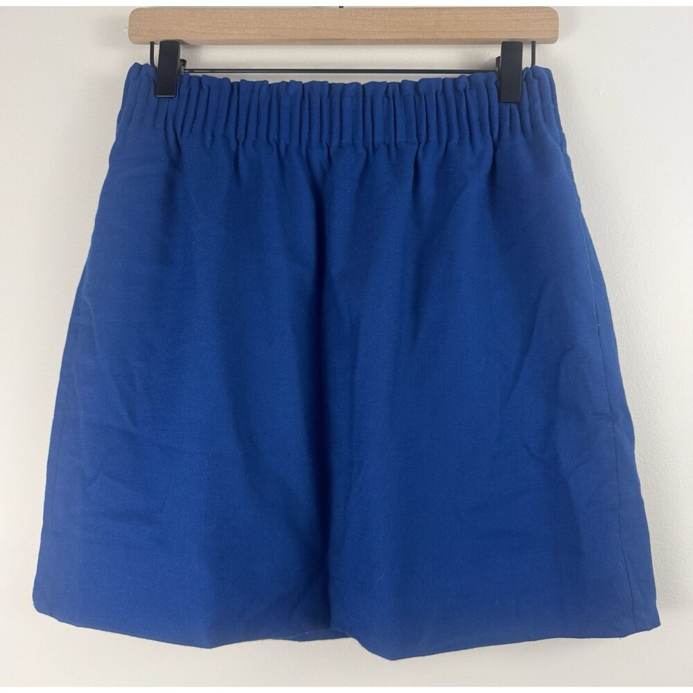 J.CREW Blue Wool-Blend Twill Pull-on Mini Skirt